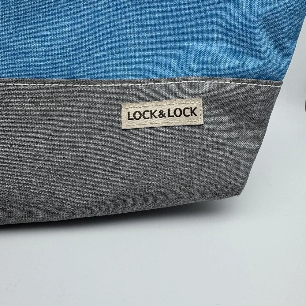 LocknLock Insulated Tote w/Handles  And Strap Cinch ClosureDenim Blue Cooler